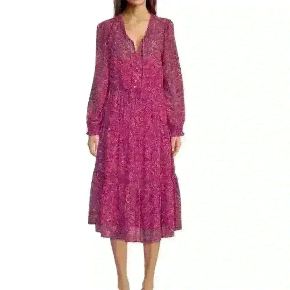 Beach Lunch Lounge Collection Med Long Sleeves Sheer Coverup Maxi Dress
